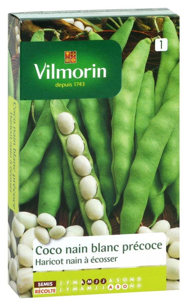 Vilmorin - Haricot coco nain blanc précoce série 1 sachet graines 200 g - Vilmorin - Image 1