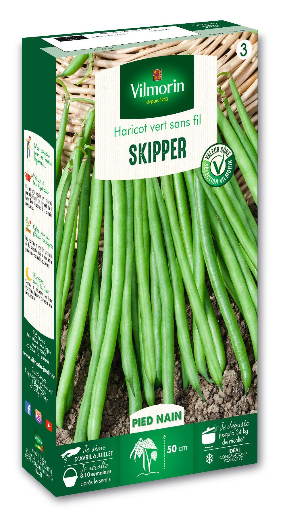Vilmorin - Haricot Skipper création série 3 recommande pour congélation sachet graines 200 g - Vilmorin - Image 3