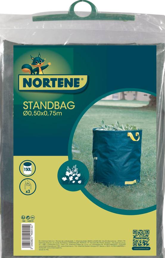 Nortène - STANDBAG Sac déchets verts autostable avec poignéesVert 150L - Image 1