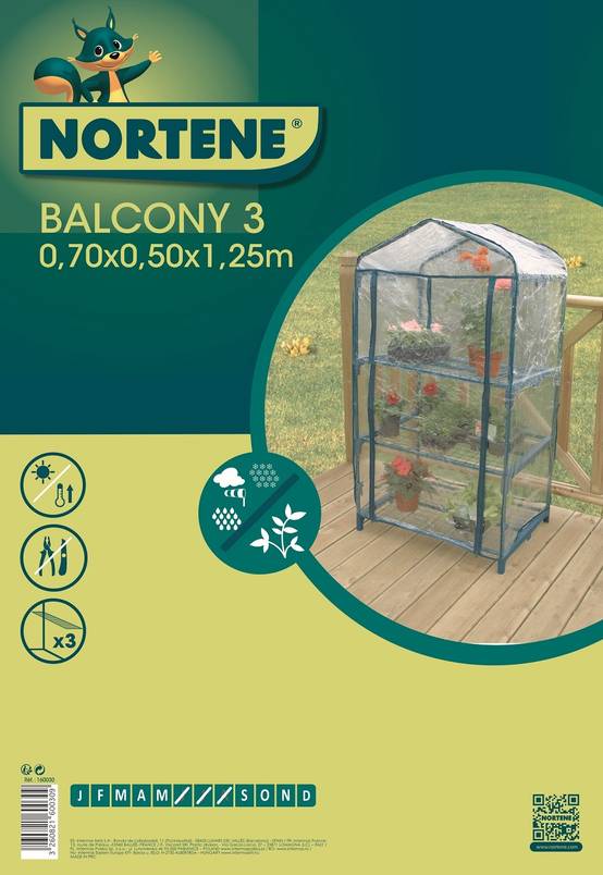 Nortène - Serre de balcon acier peinture époxy verte 0.70x0.50x1.25m NORTENE - Image 3