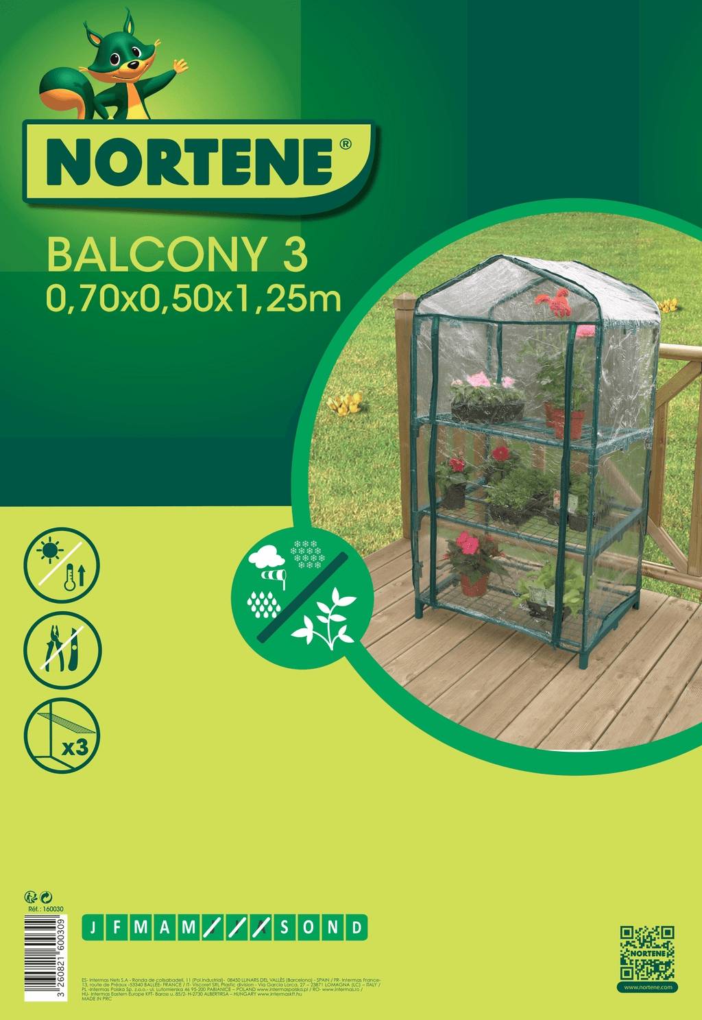 Nortène - Serre de balcon acier peinture époxy verte 0.70x0.50x1.25m NORTENE - Image 5