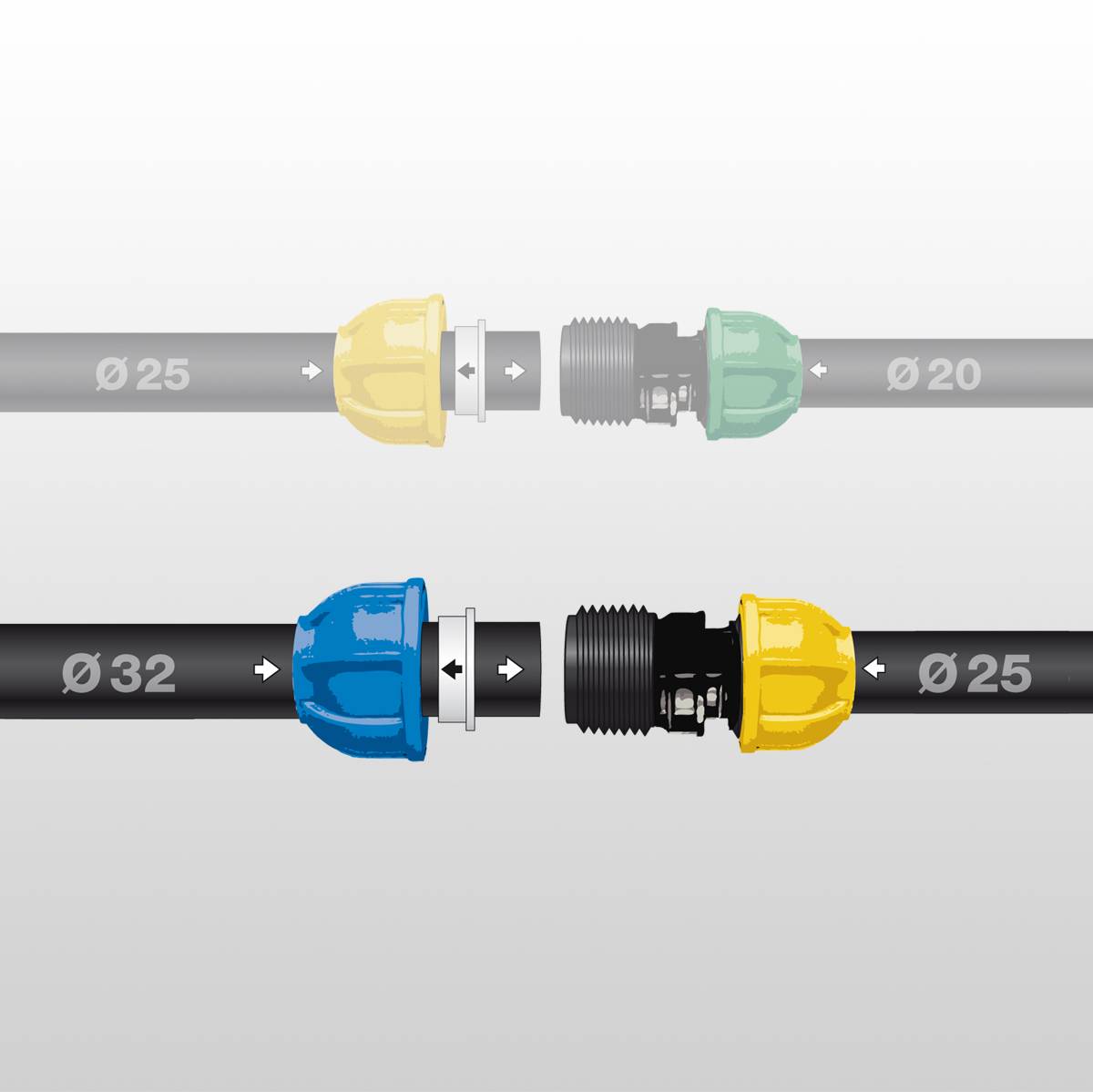 Jardibric - Manchon réduit Raccord Compression PN10 Ø32 Ø25 - JARDIBRIC - Image 2