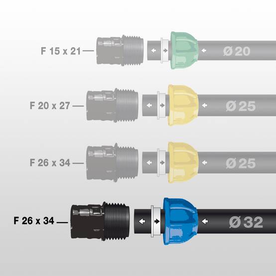 Jardibric - Raccord compression femelle Ø 32 mm x 26x34 - JARDIBRIC - Image 2
