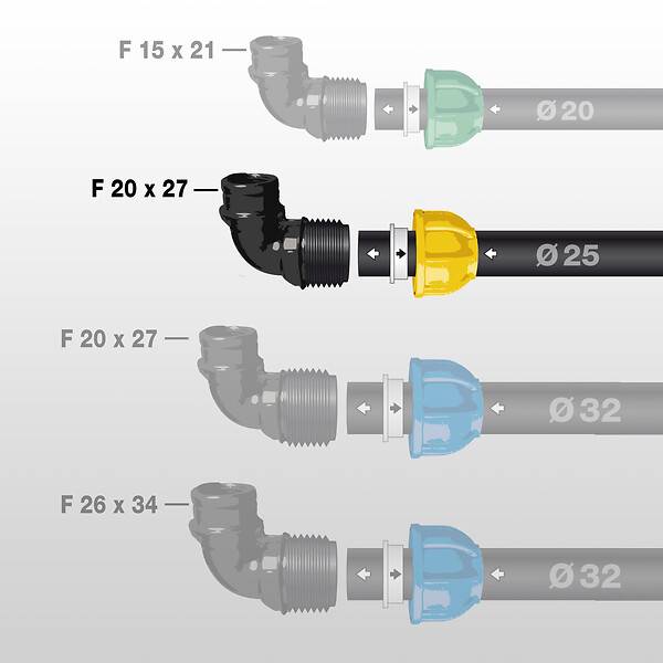 Jardibric - Coude compression plastique ø 25 mm femelle 20x27 - JARDIBRIC - Image 4