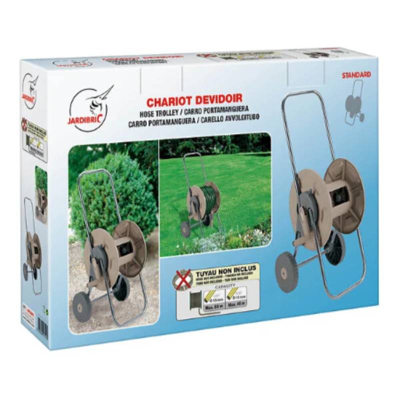 Jardibric - Chariot dévidoir plastique taupe Ø 15 mm 60 m - JARDIBRIC - Image 1