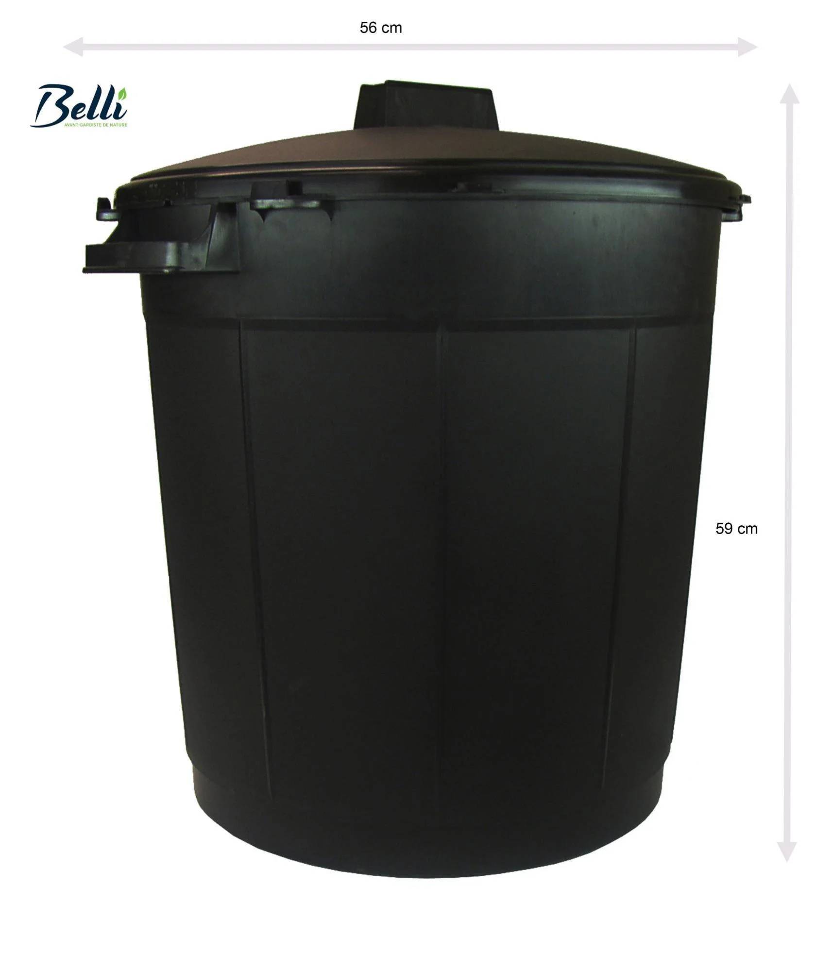 Belli - Poubelle de jardin polypropylène noir Ø 56 cm H 59 cm - - Image 2