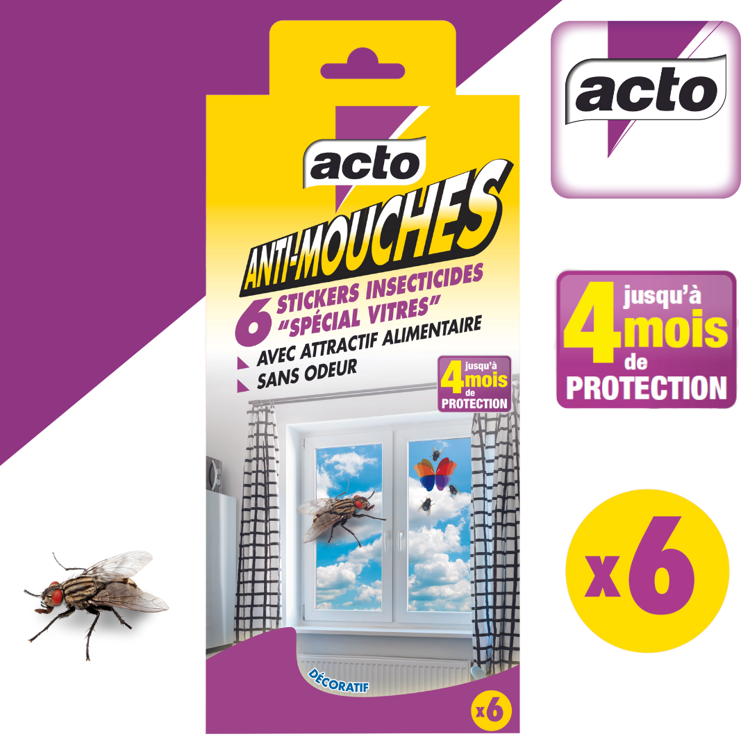 Acto - Stickers décor papillons insecticides anti-mouches x6 - ACTO