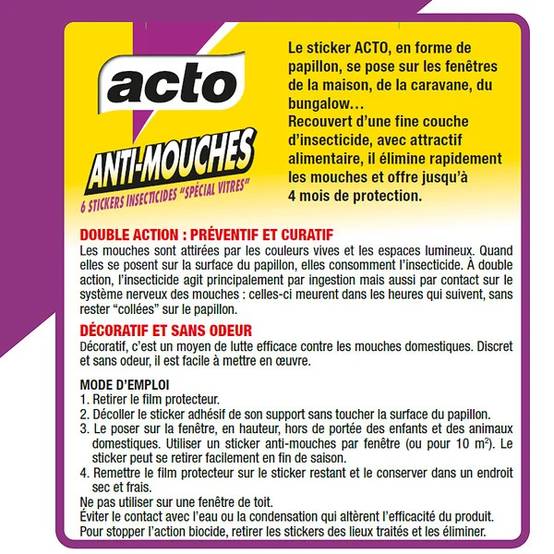 Acto - Stickers décor papillons insecticides anti-mouches x6 - ACTO - Image 3