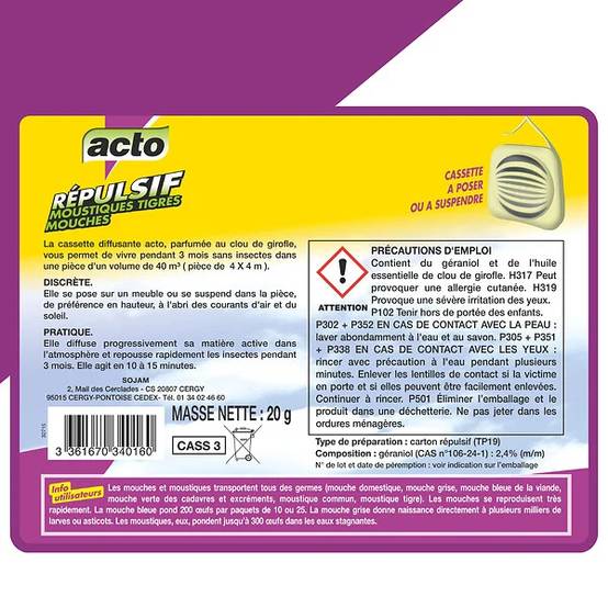 Acto - Cassette répulsive mouches-moustiques – ACTO - Image 5