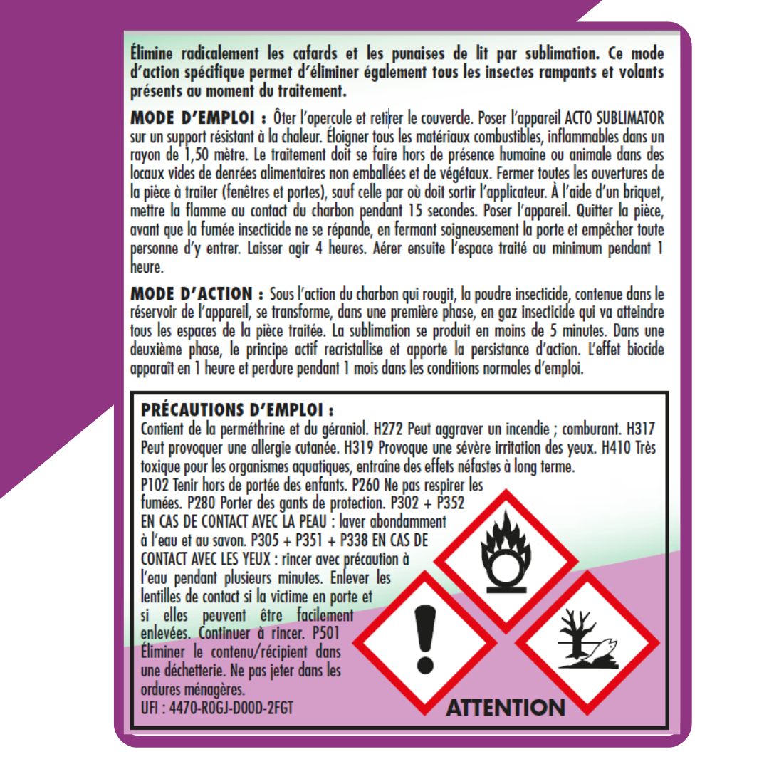 Fumigène Insecticide Perméthrine 200 m3 – ACTO - Image 3