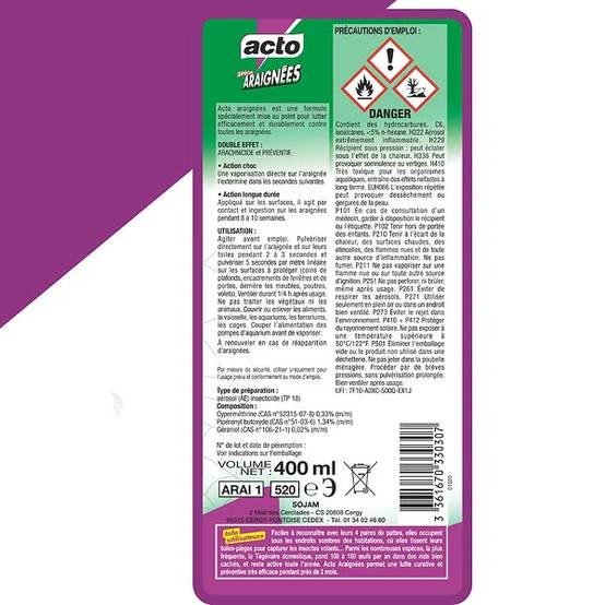 Acto - Aérosol anti Araignées - ACTO - Image 6