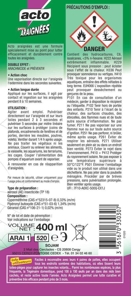 Acto - Aérosol anti Araignées - ACTO - Image 3