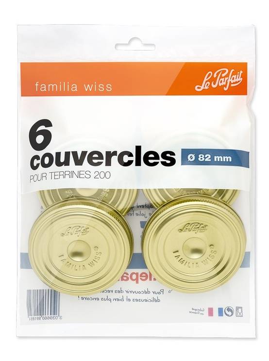 Le Parfait - Sachet de 6 couvercles Familia Wiss métal doré Ø 82 mm - Le parfait - Image 1