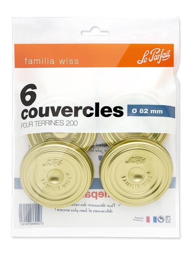 Le Parfait - Sachet de 6 couvercles Familia Wiss métal doré Ø 82 mm - Le parfait - Image 1