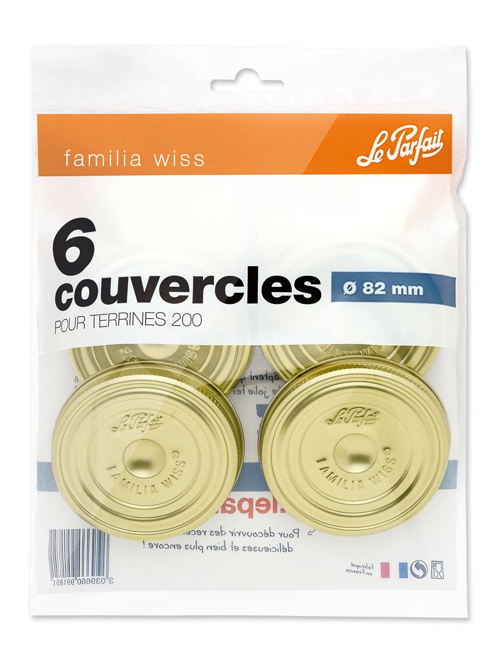 Le Parfait - Sachet de 6 couvercles Familia Wiss métal doré Ø 82 mm - Le parfait - Image 4