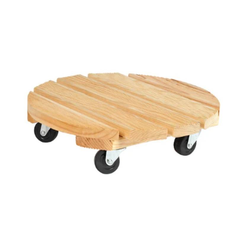Support pot rond bois naturel - ROULBAC