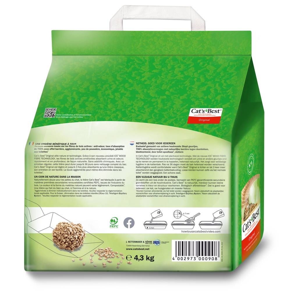 Cat's Best - Litière pour chat 10L / 4,3 Kg - CAT'S BEST ORIGINAL - Image 2