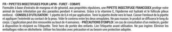 Francodex - Pipettes Insectifuges Lapin Furet Cobaye - FRANCODEX - Image 2