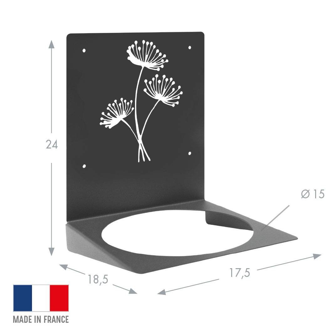 Applique végétale modèle Fleur métal anthracite L.18.5 cm H.24 cm - Louis moulin - Image 3