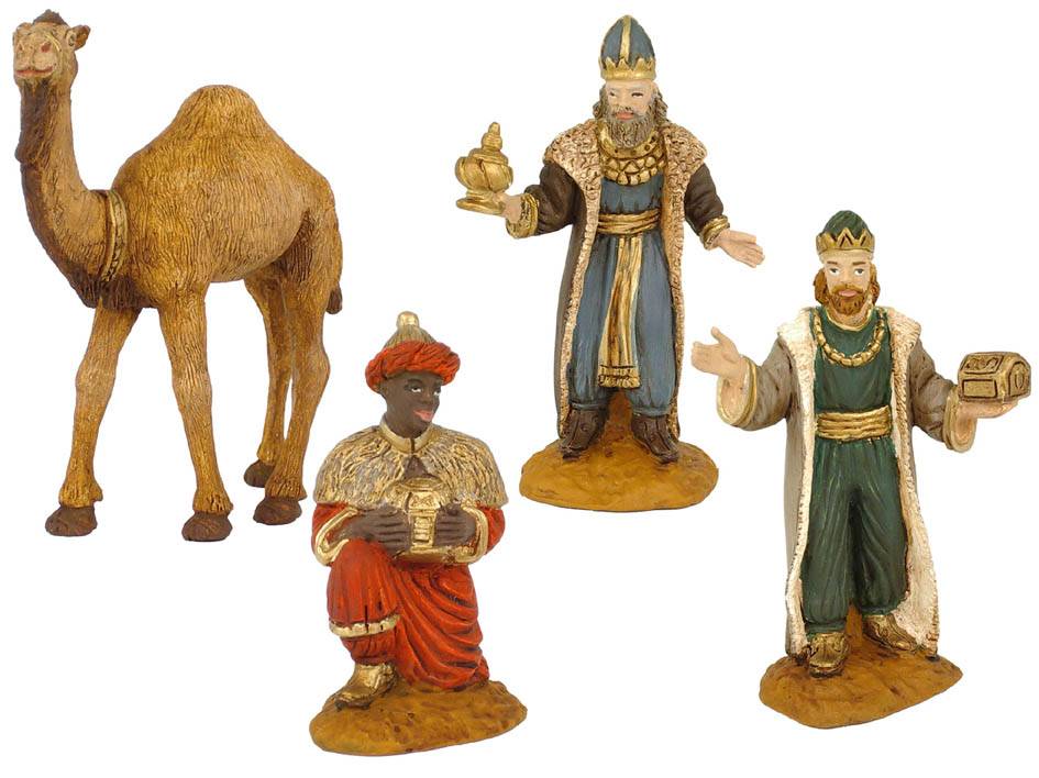 Oliver - Oliver - Ensemble 3 rois mages et 1 chameau H.8 cm