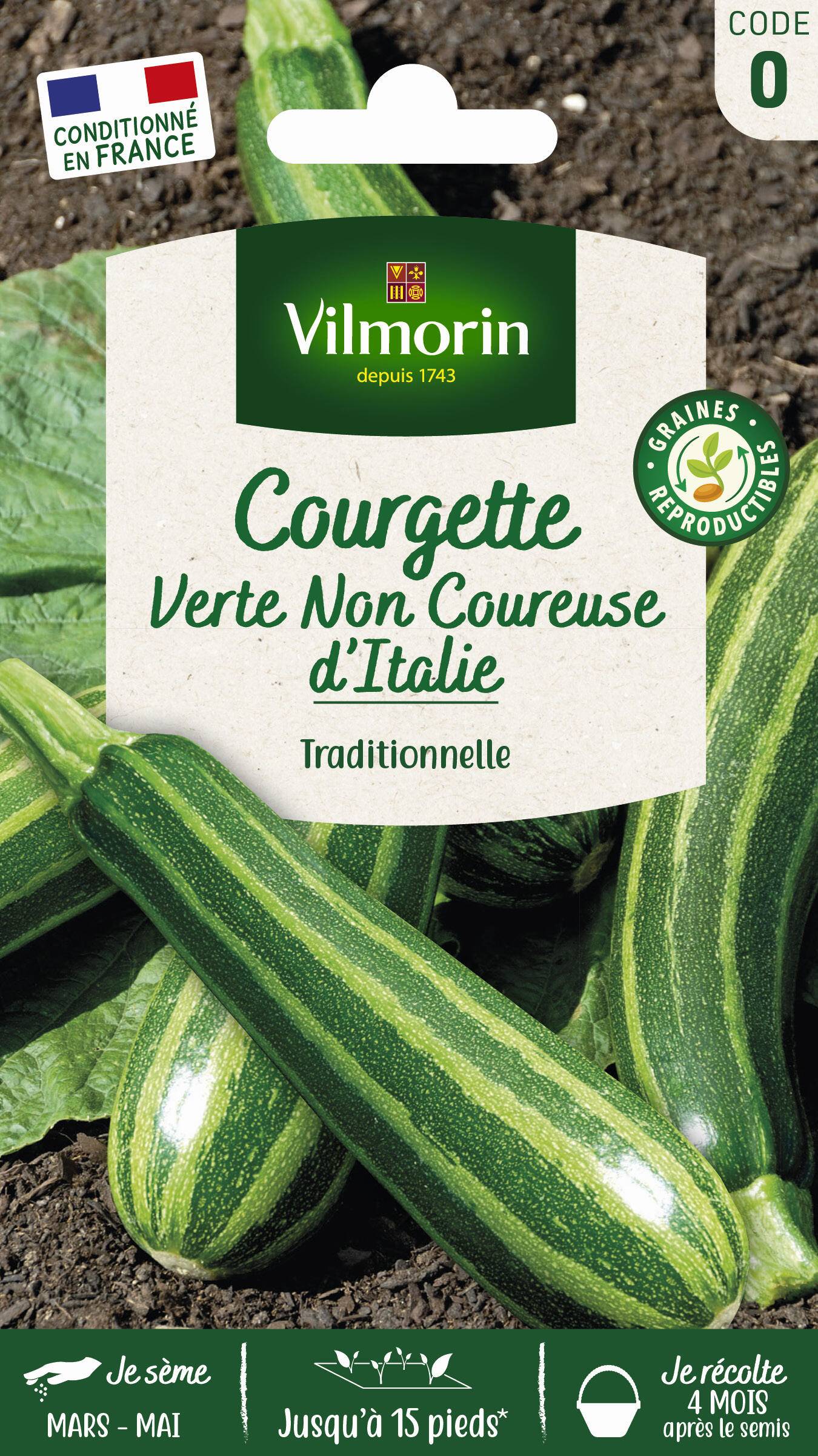 Vilmorin - Courgette non coureuse d Italie série 0 sachet graines 4 g - Vilmorin - Image 2