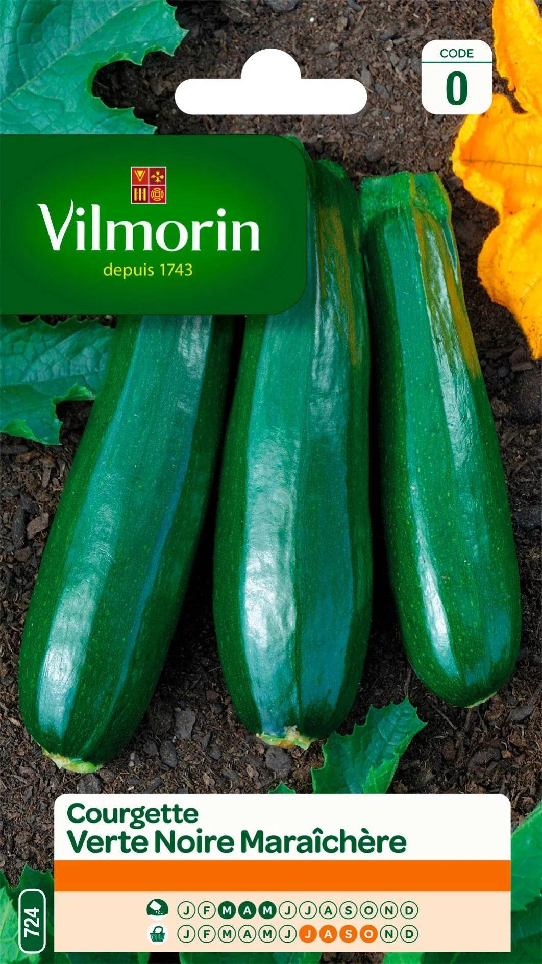 Vilmorin - Courgette verte noire maraichère série 0 sachet graines 4 g - Vilmorin - Image 3