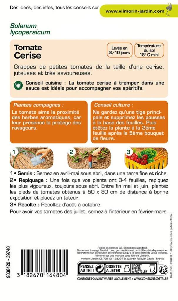 Vilmorin - Tomate cerise série 0 sachet graines 0,2 g - Vilmorin - Image 3