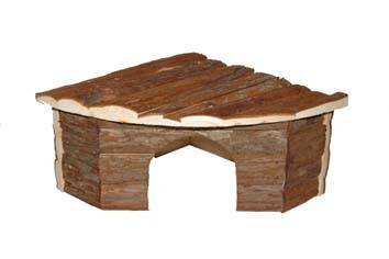 Rongis - Maisonnette d'angle en pin naturel pour petits mammifères - RONGIS - Image 1