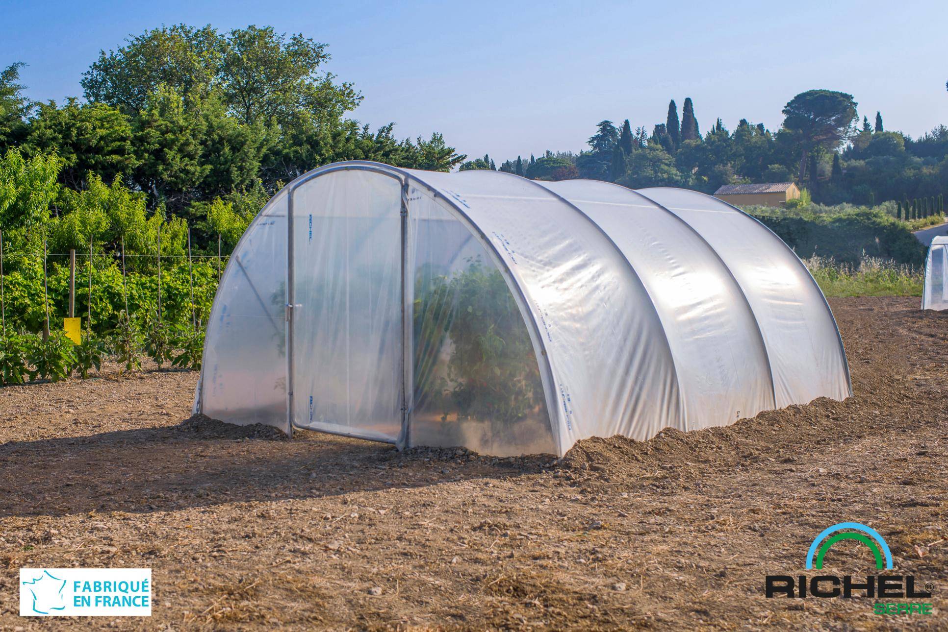 Richel Serre - Serre maraîchère tunnel 20,25m² 1 porte acier galva PE L. 4,5 x l. 4,5 x H. 2,25 m – Richel serre