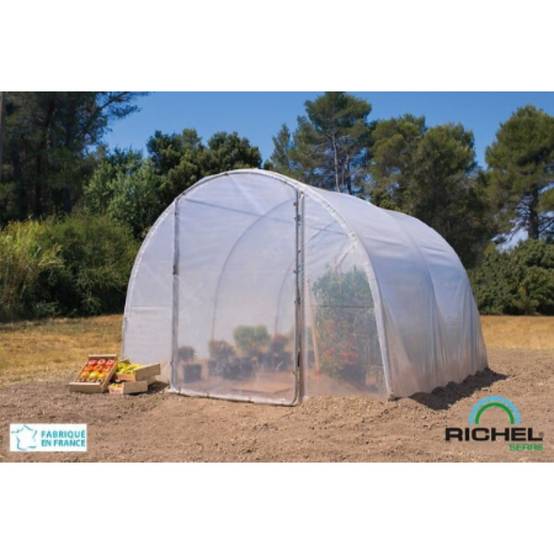 Richel Serre - Serre maraichère 9m² pied droit 1 porte acier galvanisé PE L. 3 x l. 3 x H. 2 m – Richel serre - Image 1