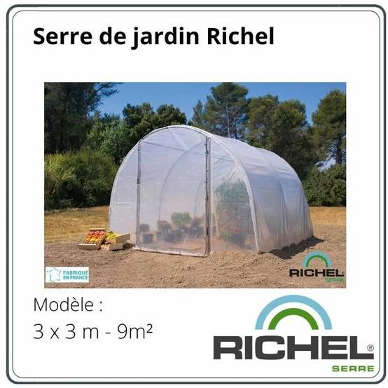 Richel Serre - Serre maraichère 9m² pied droit 1 porte acier galvanisé PE L. 3 x l. 3 x H. 2 m – Richel serre - Image 5