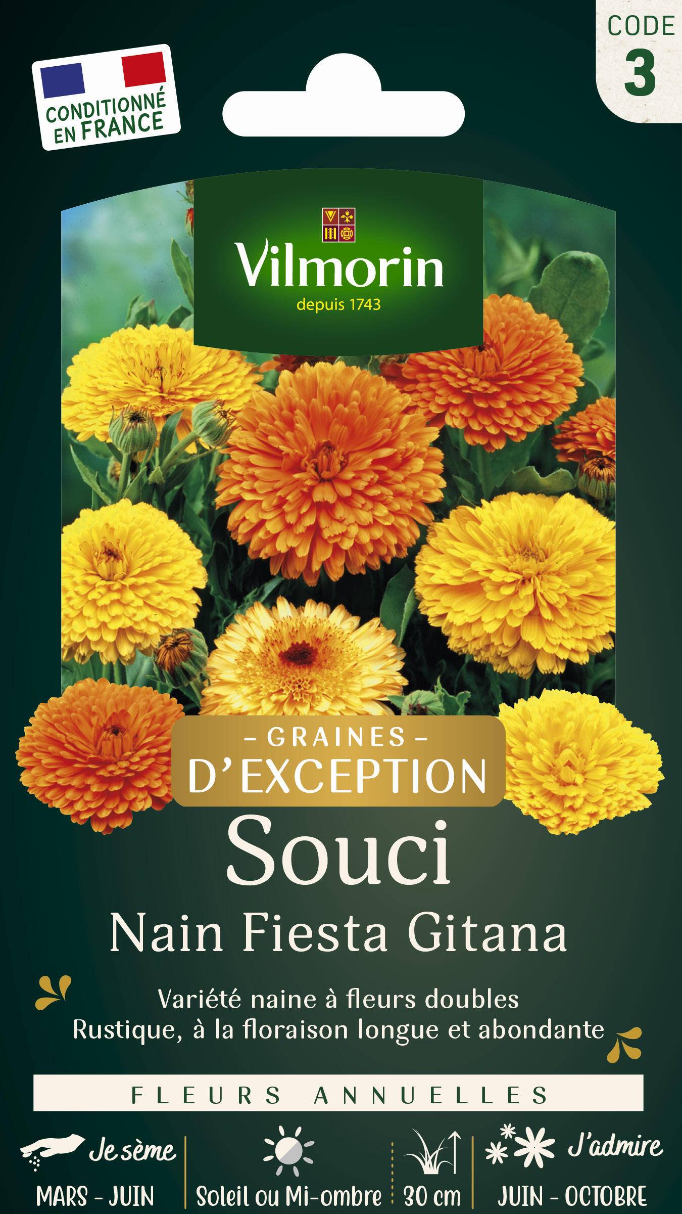 Vilmorin - Souci Nain Fiesta Gitana serie 3 sachet graines 3 g - Vilmorin - Image 1