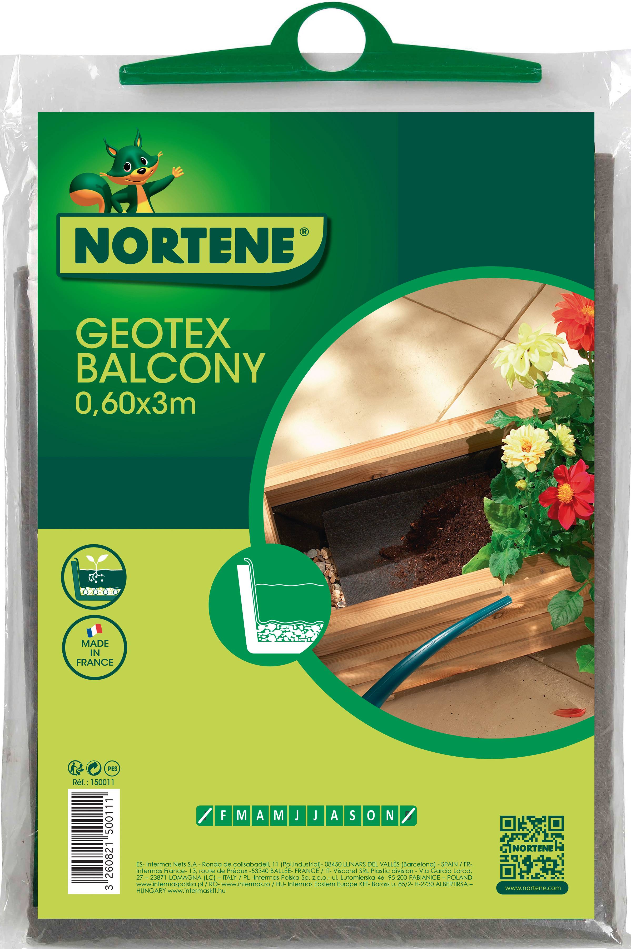 Nortène - Feutre de drainage Geotex Balcony Polyester Gris 0,60x3m - NORTENE - Image 1