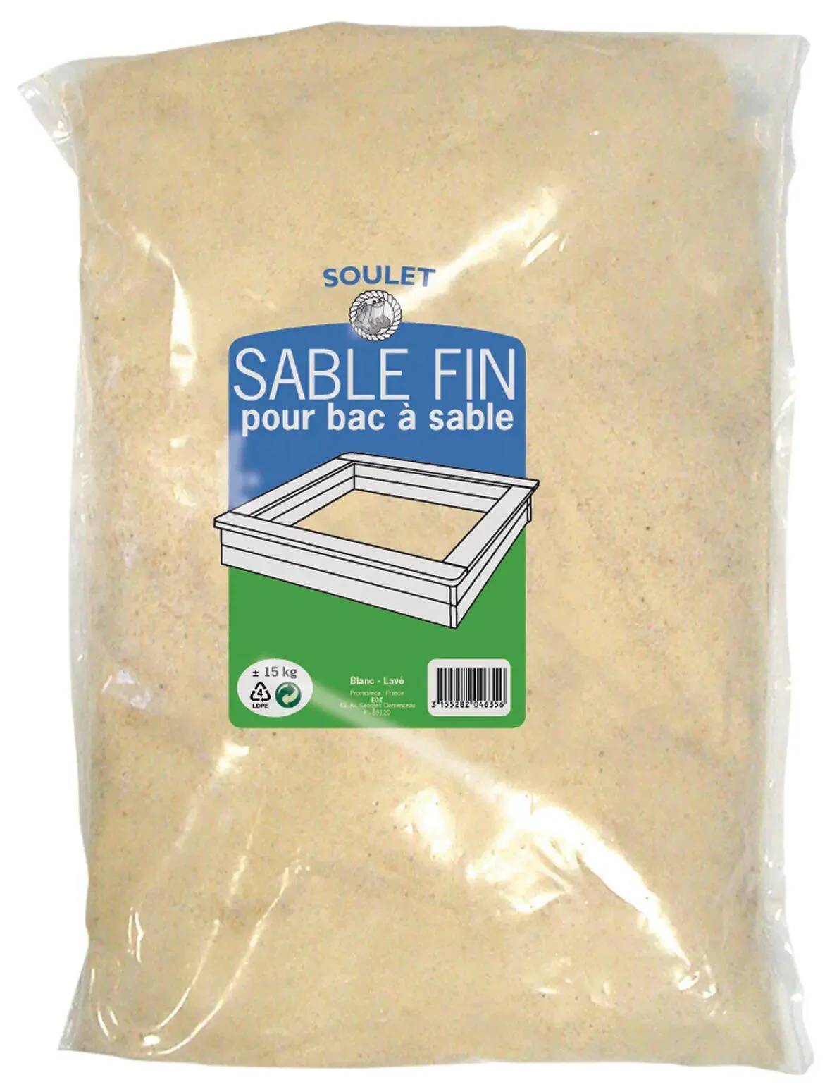 Sable fin jeux et bac à sable blanc 15 Kg - SOULET - Gamm vert