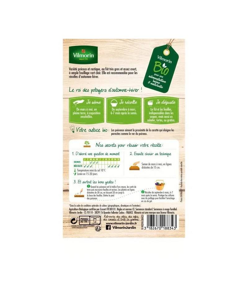 Vilmorin - Poireau de Carentan 2 Bio série 2 sachet graines 3 g - Vilmorin - Image 2