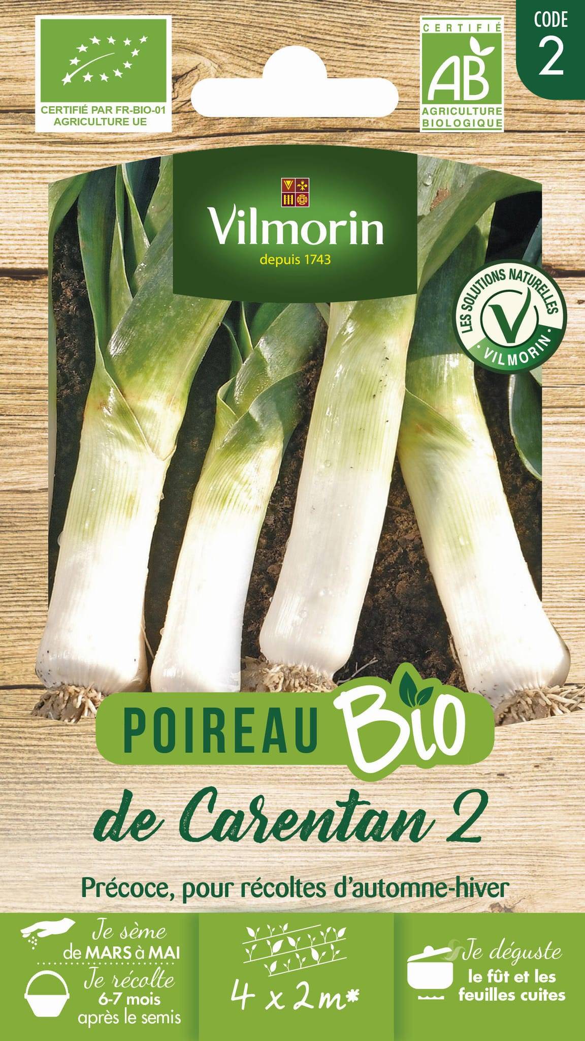 Vilmorin - Poireau de Carentan 2 Bio série 2 sachet graines 3 g - Vilmorin - Image 5