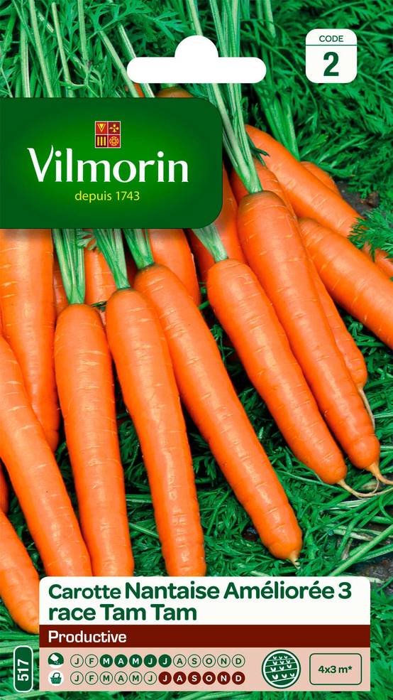 Vilmorin - Carotte nantaise améliorée 3 race Tam Tam rpl Tim tom série 2 sachet graines 4 g - Vilmorin - Image 1