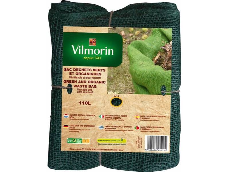 Sac déchets verts et organiques jute vert 110L - VILMORIN