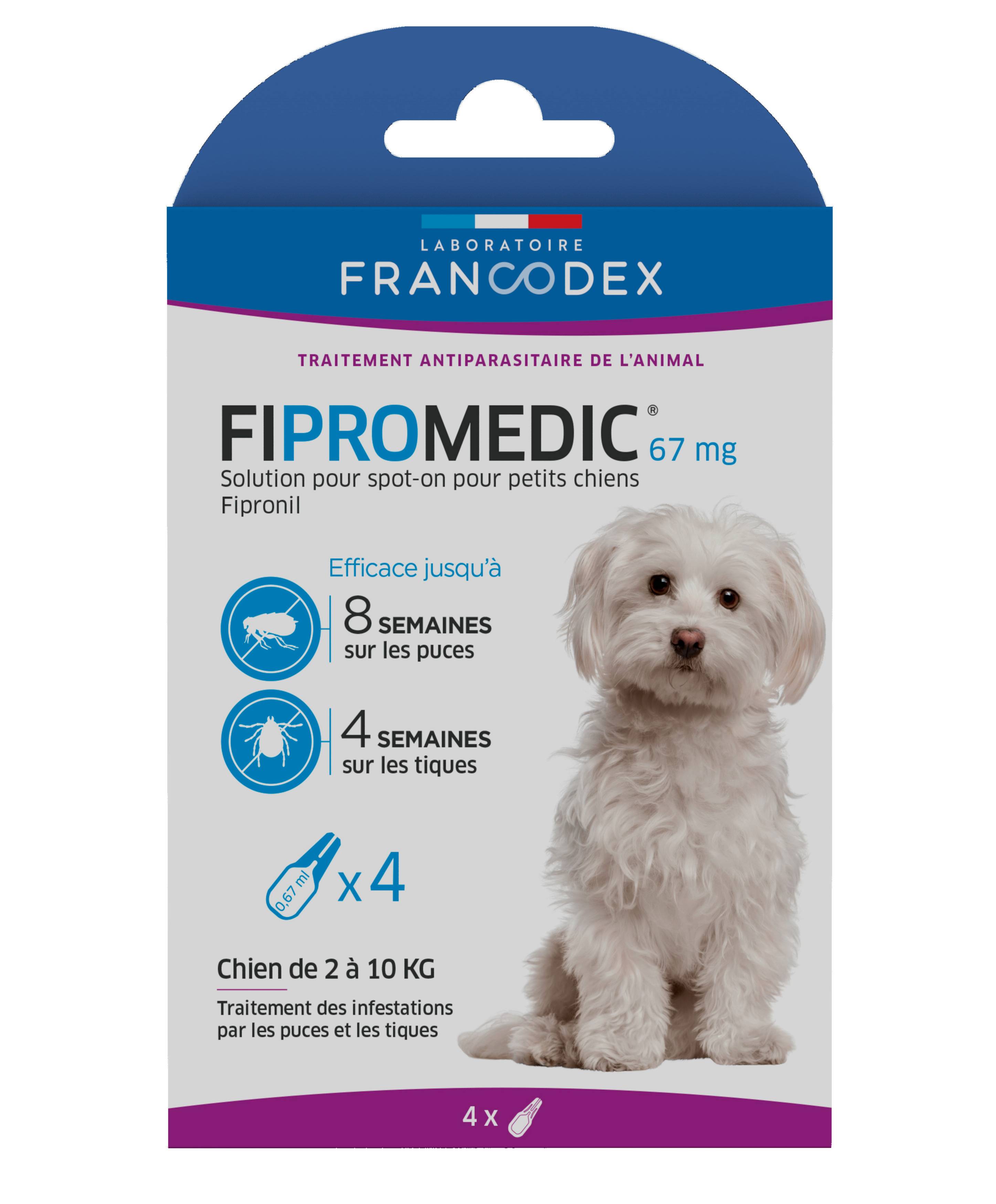 Francodex - FIPROMEDIC 67 mg - Solution pour spot-on petit chien 2-10 kg x4 - Image 1
