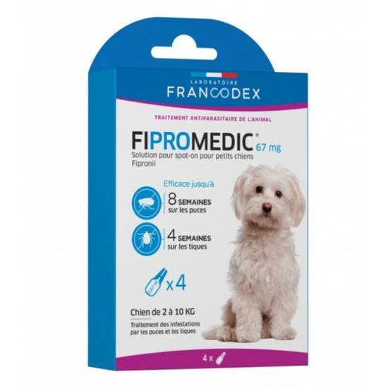 Francodex - FIPROMEDIC 67 mg - Solution pour spot-on petit chien 2-10 kg x4 - Image 2