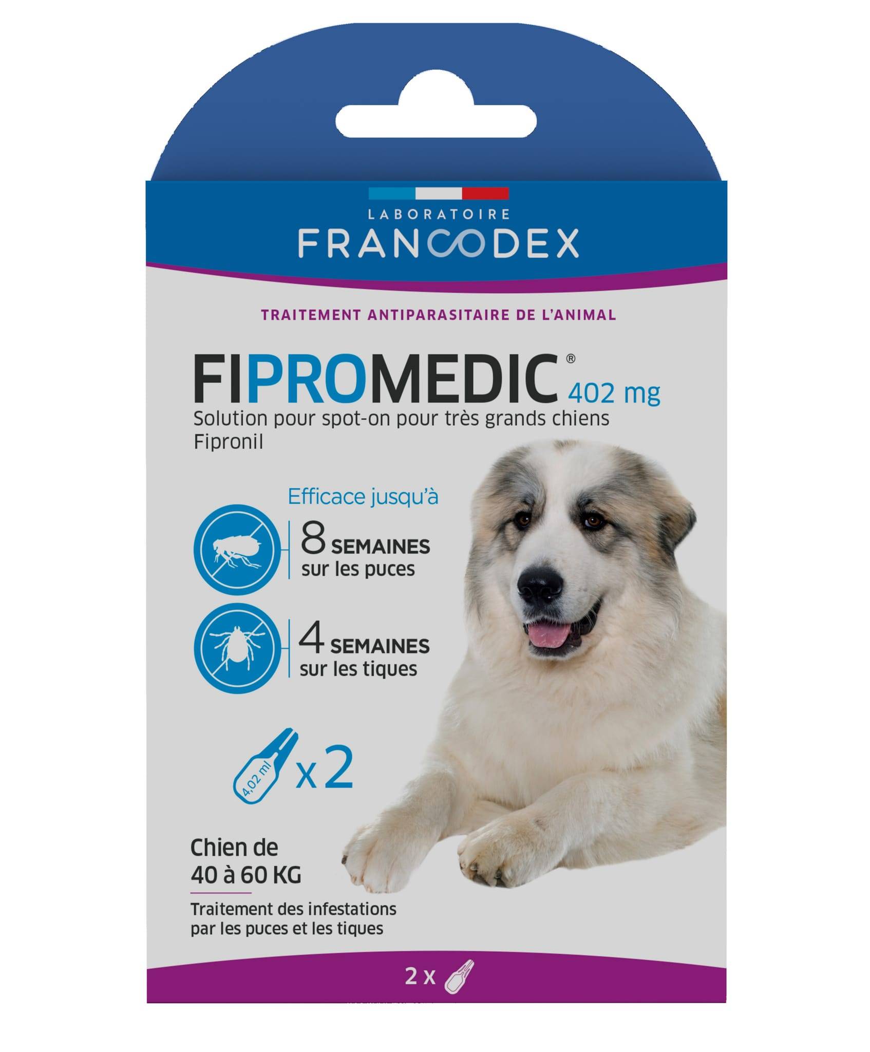 FIPROMEDIC 402 mg - Solution pour spot-on très grand chien 40-60 kg x2 - Image 1