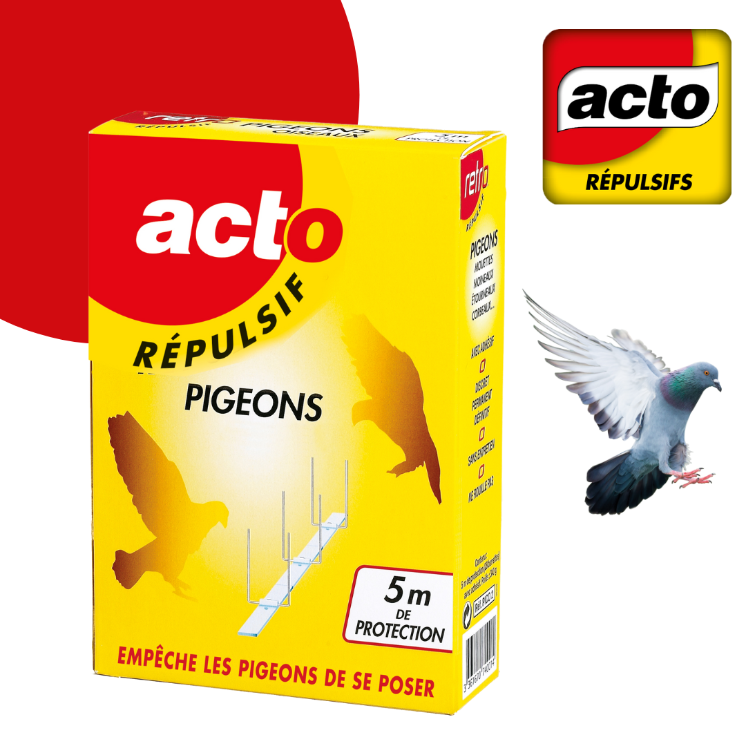 Dispositif anti-pigeons picots répulsifs acier 5 m - ACTO - Image 1