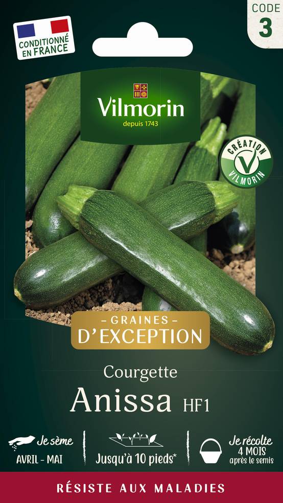 Vilmorin - Courgette Anissa HF1 serie 3 sachet graines 3 g - Vilmorin - Image 1