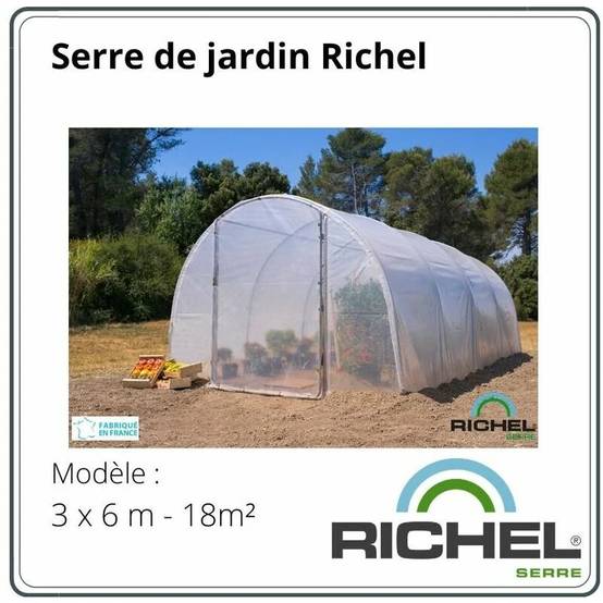 Richel Serre - Serre maraîchère 18m² pied droit 2 portes acier galvanisé PE L. 6 x l. 3 x H. 2 m – Richel serre - Image 6