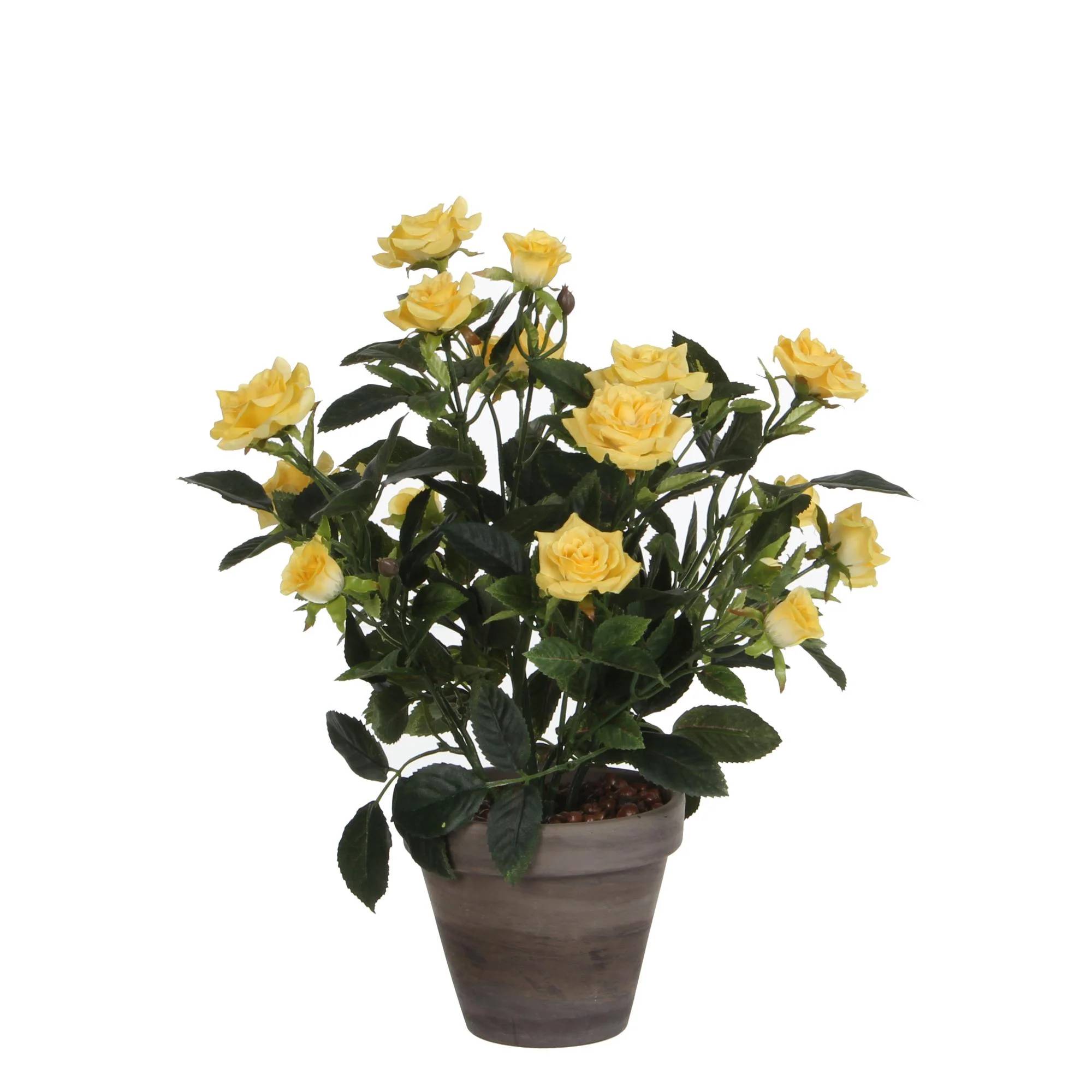 Mica Décoration - Rosier artificiel Pot Jaune - MICA DECORATIONS - Image 3