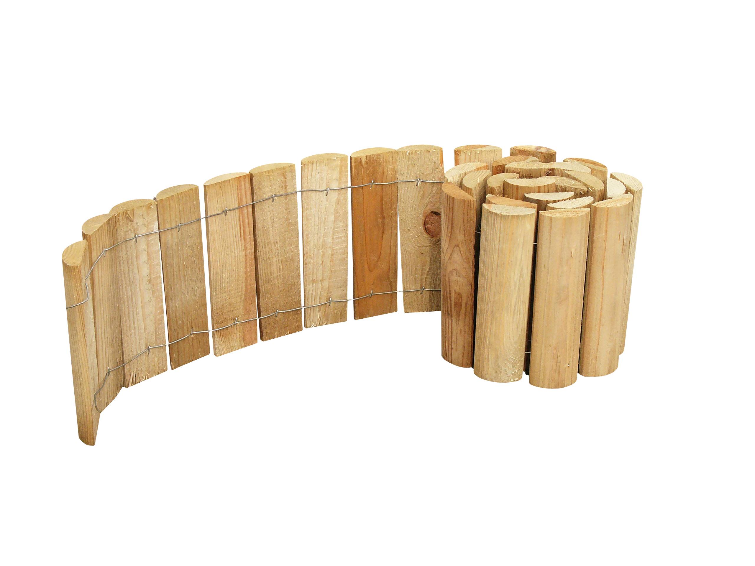 Cerland - Bordure en bois demi-rondins naturel H 20 cm L 180 cm – Cerland - Image 1