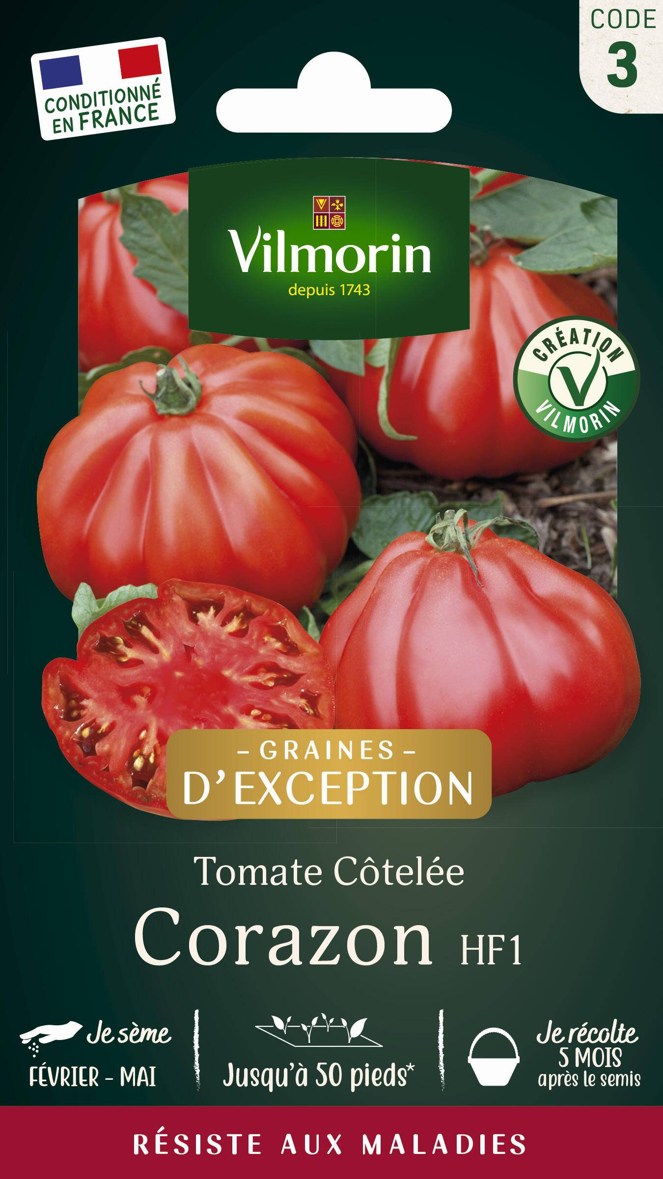 Vilmorin - Tomate Corazon HF1 serie 3 sachet graines 0,2 g - Vilmorin - Image 1