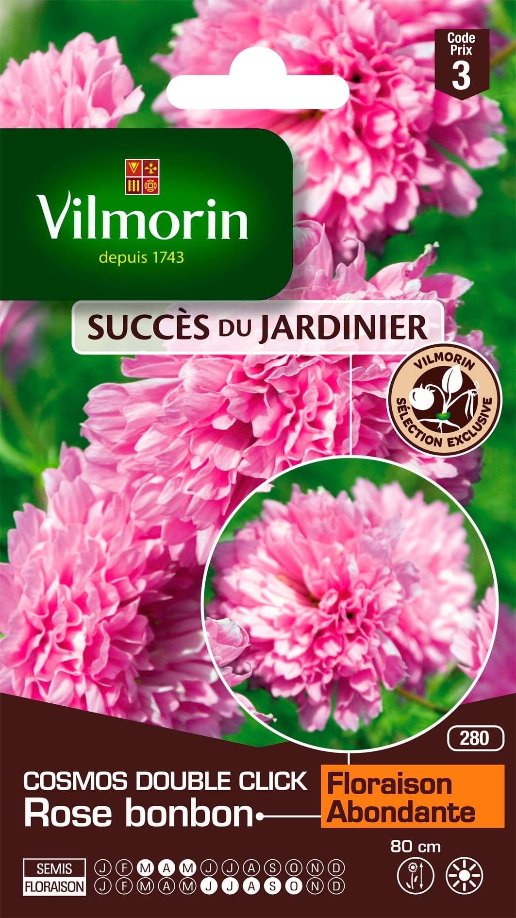 Vilmorin - Cosmos Double Click Rose Bonbon serie 3 sachet graines 1 g - Vilmorin - Image 2
