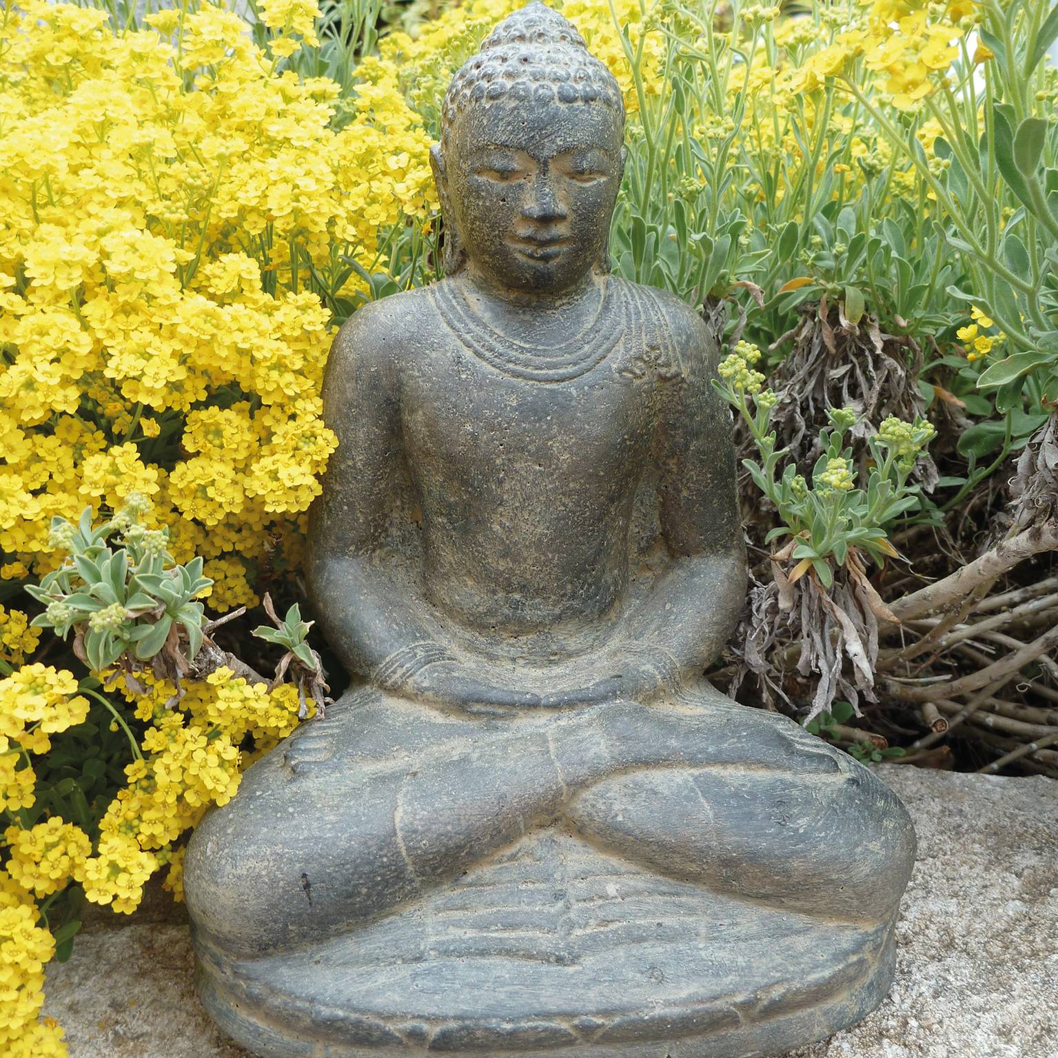 Décoriale - Statue bouddha assis méditation L.16 x l.16 x H.20 cm - Image 5