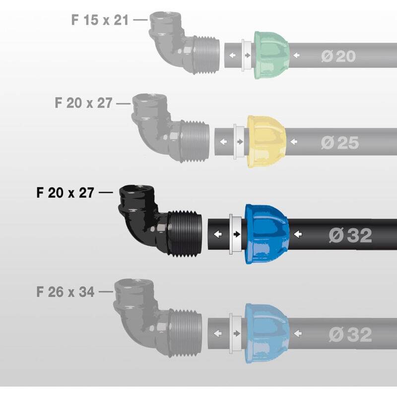 Jardibric - Coude compression ø 32 mm x femelle 20x27 L.11 x l.9 x H.6 cm – JARDIBRIC - Image 4